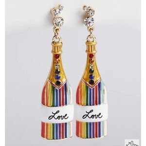🆕️🌈🍾ALWAYS PROUD RAINBOW BOTTLE EARRINGS - GOLD TONE🍾🌈